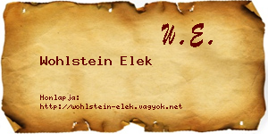 Wohlstein Elek névjegykártya