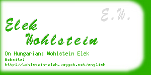 elek wohlstein business card
